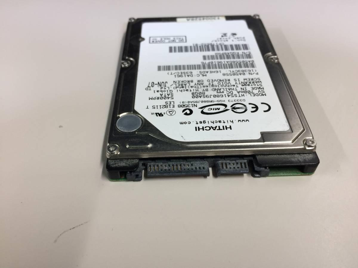 中古品 HGST HITACHI HTS541680J9SA00 80GB S-ATA接続 現状品②_画像3