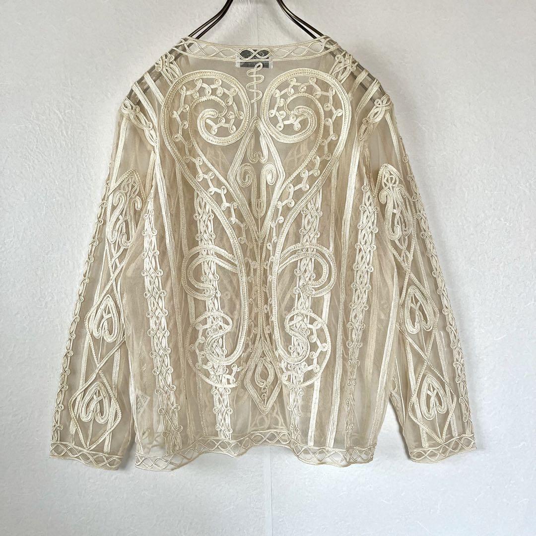 古着 ヴィンテージ 80s シアーカーディガン 刺繍 レース 古着 ヴィンテージ 80s シアーカーディガン 刺繍 レース