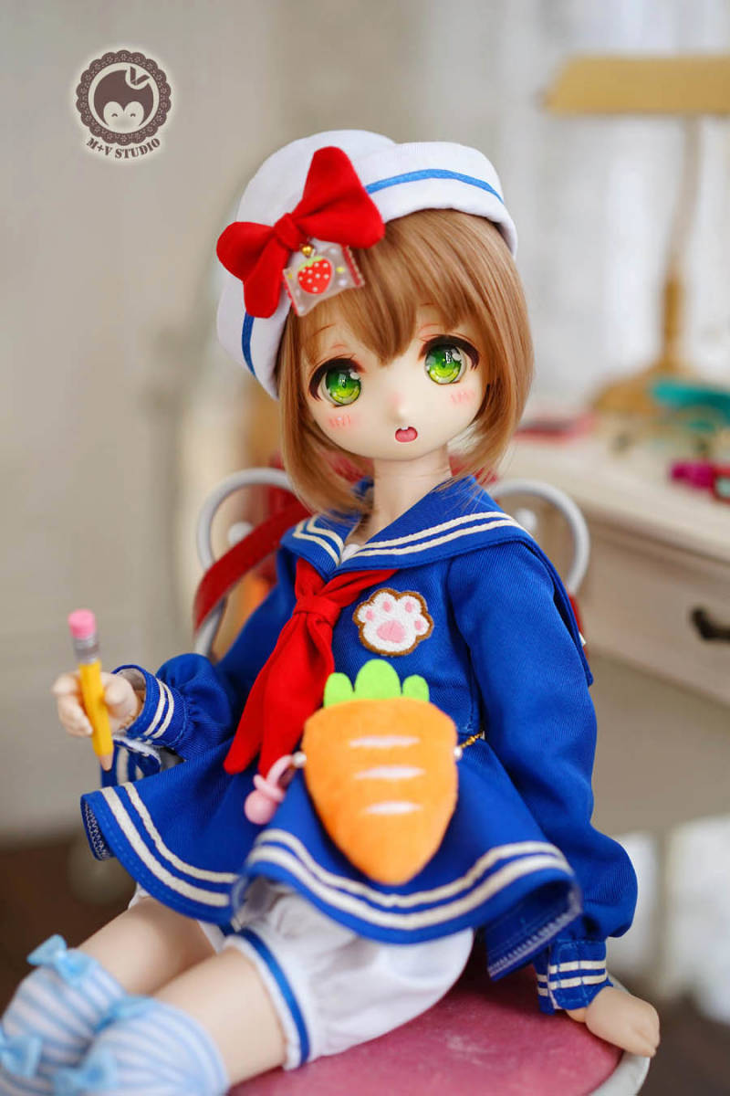MDD (S/M胸)、MSD、kumakoサイズ、かわいいマリン風ワンピース5点セット★ブルー