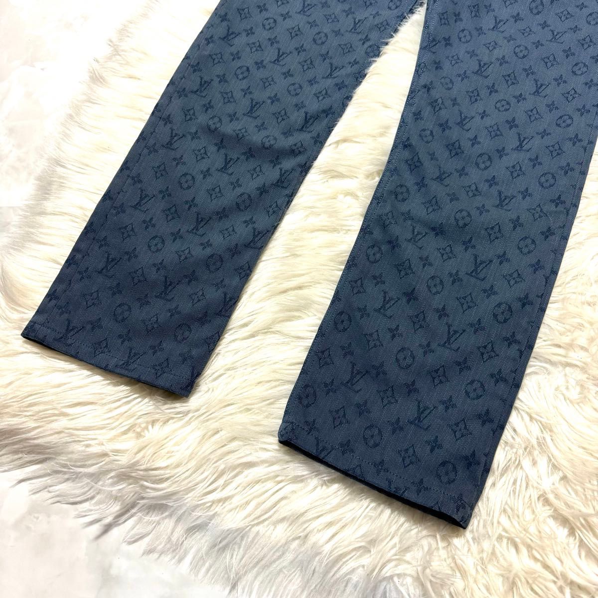 本物 極美品 ルイヴィトン 総モノグラム デニムパンツ ジーンズ 本物 極美品 ルイヴィトン 総モノグラム デニムパンツ ジーンズ