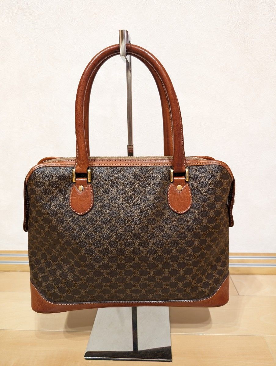 CELINE セリーヌ ハンドバッグ マカダム柄 ブラウン レザー CELINE セリーヌ ハンドバッグ マカダム柄 ブラウン レザー