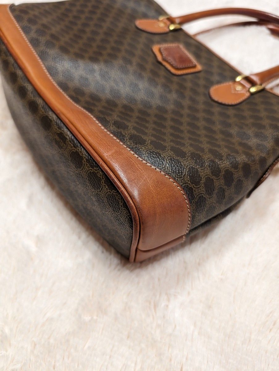 CELINE セリーヌ ハンドバッグ マカダム柄 ブラウン レザー CELINE セリーヌ ハンドバッグ マカダム柄 ブラウン レザー