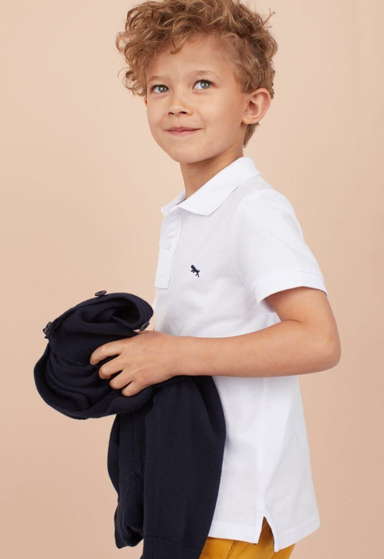  бесплатная доставка * H&M Kids рубашка-поло 100cm school Polo 