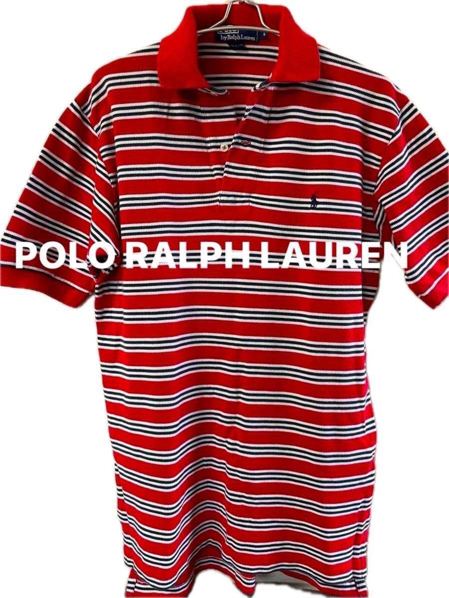 【6/9までSALE】POLO RALPH LAUREN S コットン　半袖ポロシャツ ボーダーポロラルフローレン ポロシャツ　赤