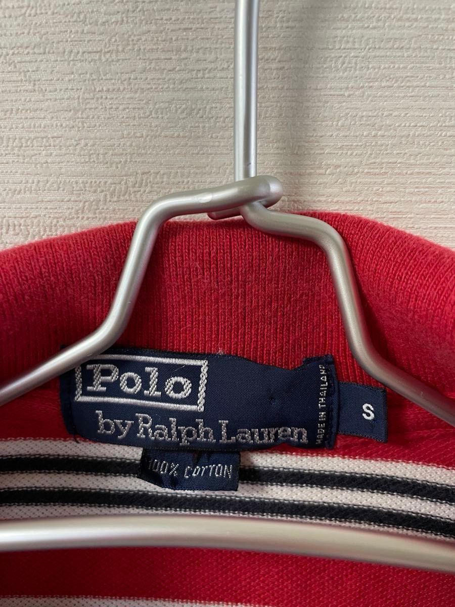 【6/9までSALE】POLO RALPH LAUREN S コットン　半袖ポロシャツ ボーダーポロラルフローレン ポロシャツ　赤