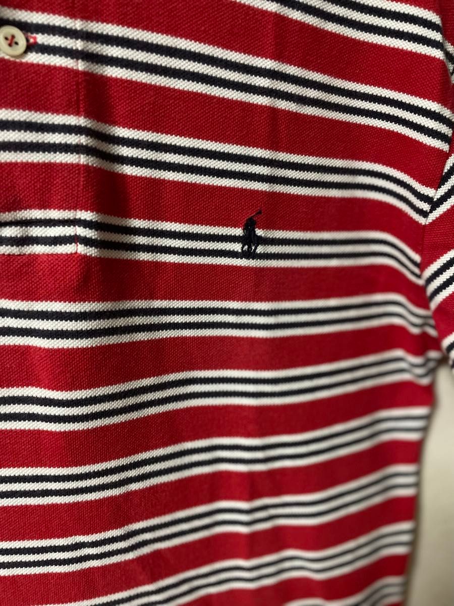 【6/9までSALE】POLO RALPH LAUREN S コットン　半袖ポロシャツ ボーダーポロラルフローレン ポロシャツ　赤