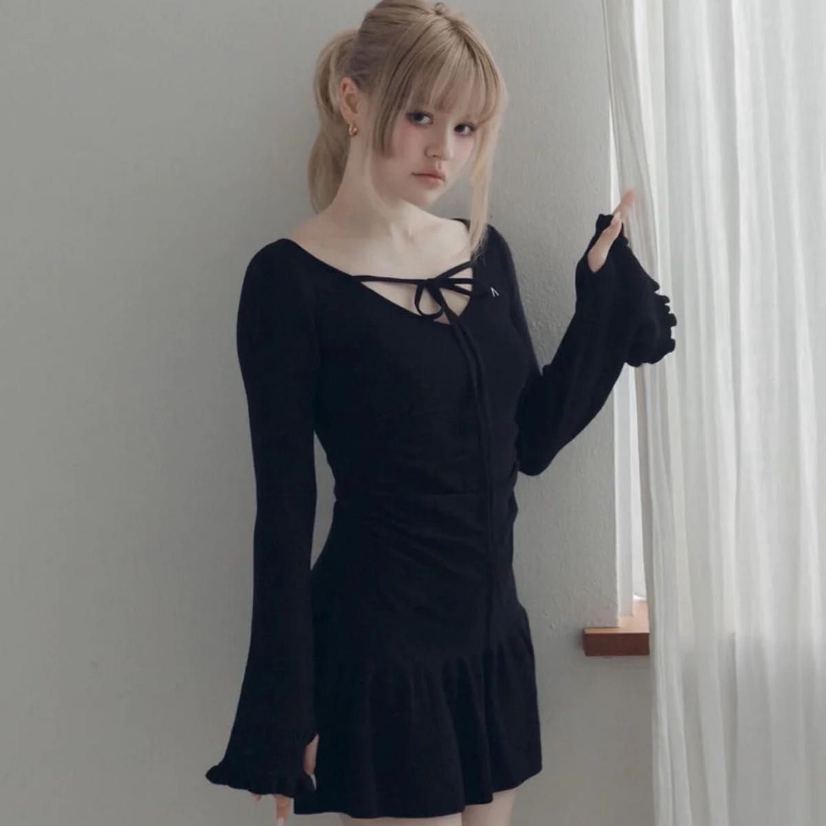 新品タグ付き andmary フレアニットミニワンピース 黒瀧まりあ 新品タグ付き andmary フレアニットミニワンピース 黒瀧まりあ