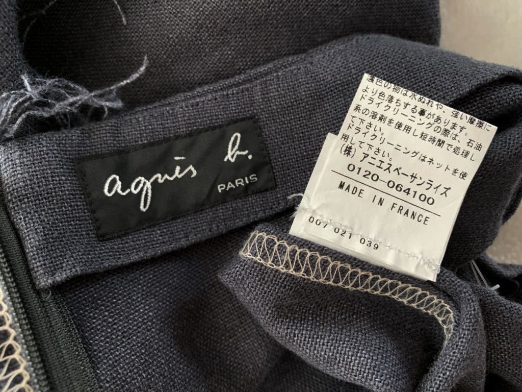 agnis b France made linen skirt size42 Agnes B French linen gray 