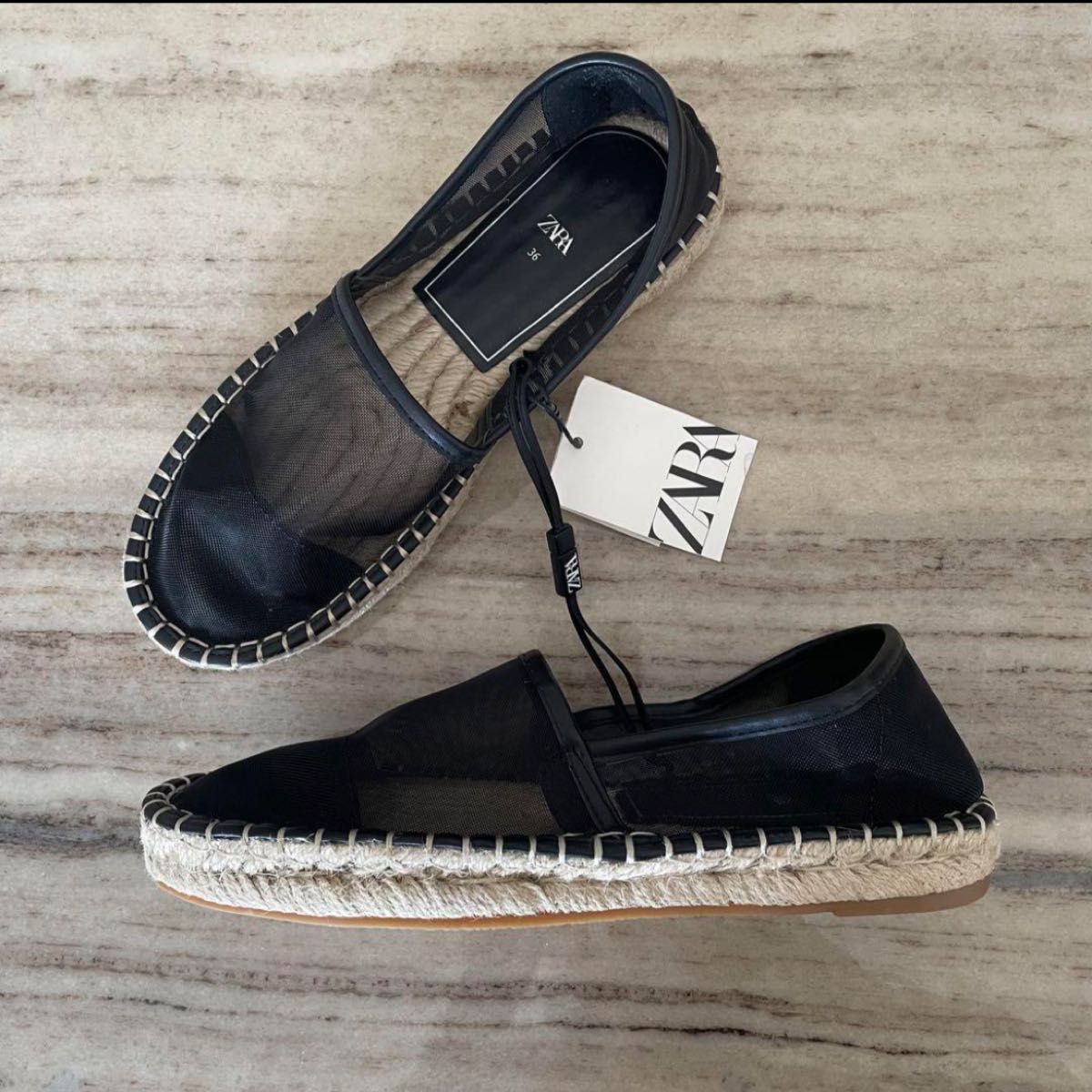 ZARA ザラ 完売品 メッシュ エスパドリーユ スリッポン フラット ZARA ザラ 完売品 メッシュ エスパドリーユ スリッポン フラット