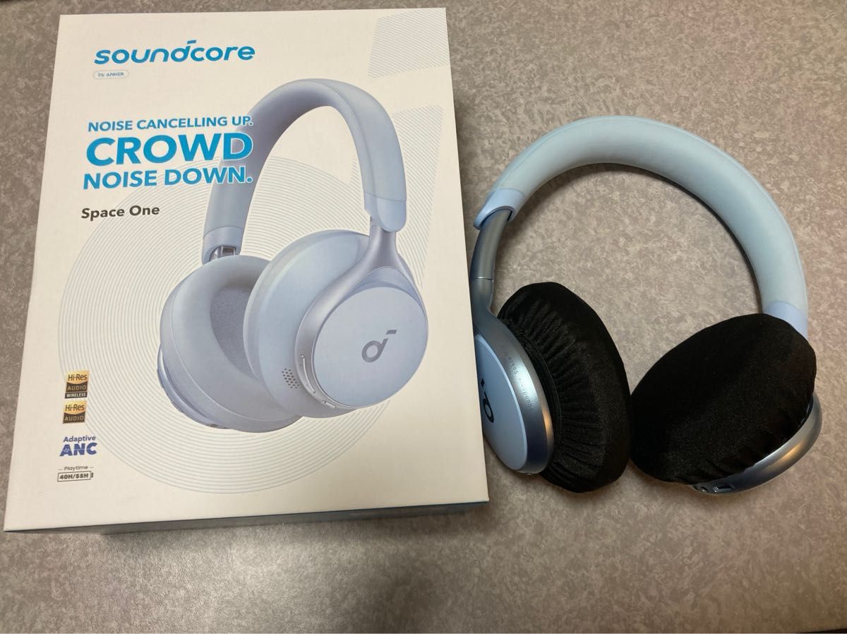 Anker】ブルー soundcore Space One ワイヤレスヘッドホン Anker】ブルー soundcore Space One ワイヤレスヘッドホン