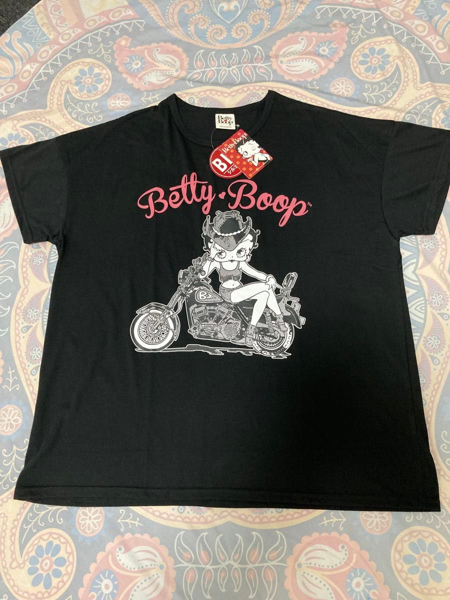 新品】【Betty Boop】ベティちゃんバイク ブラックプリント柄 新品】【Betty Boop】ベティちゃんバイク ブラックプリント柄