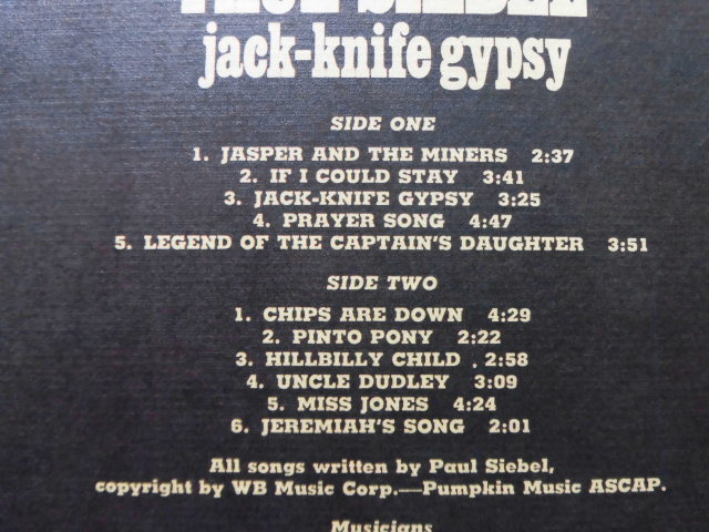 Paul Siebel/Jack-Knife Gypsy　クラレンス・ホワイト、バーニー・リ―ドン、ダグ・カーショー他参加、SSW名盤1971年USオリジナル_画像6