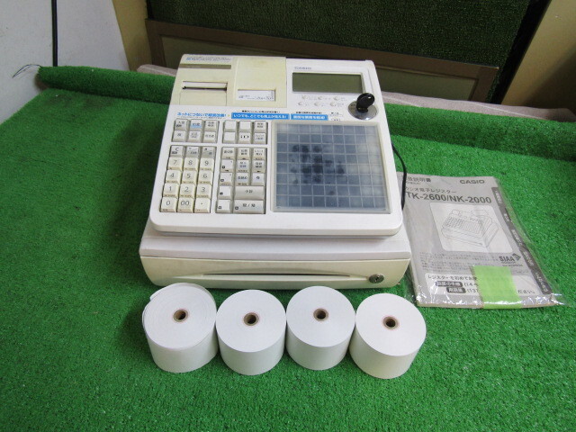 E219 CASIOレジスター TK2600 感熱紙4個付き 取り扱い説明書あり E219 CASIOレジスター TK2600 感熱紙4個付き 取り扱い説明書あり