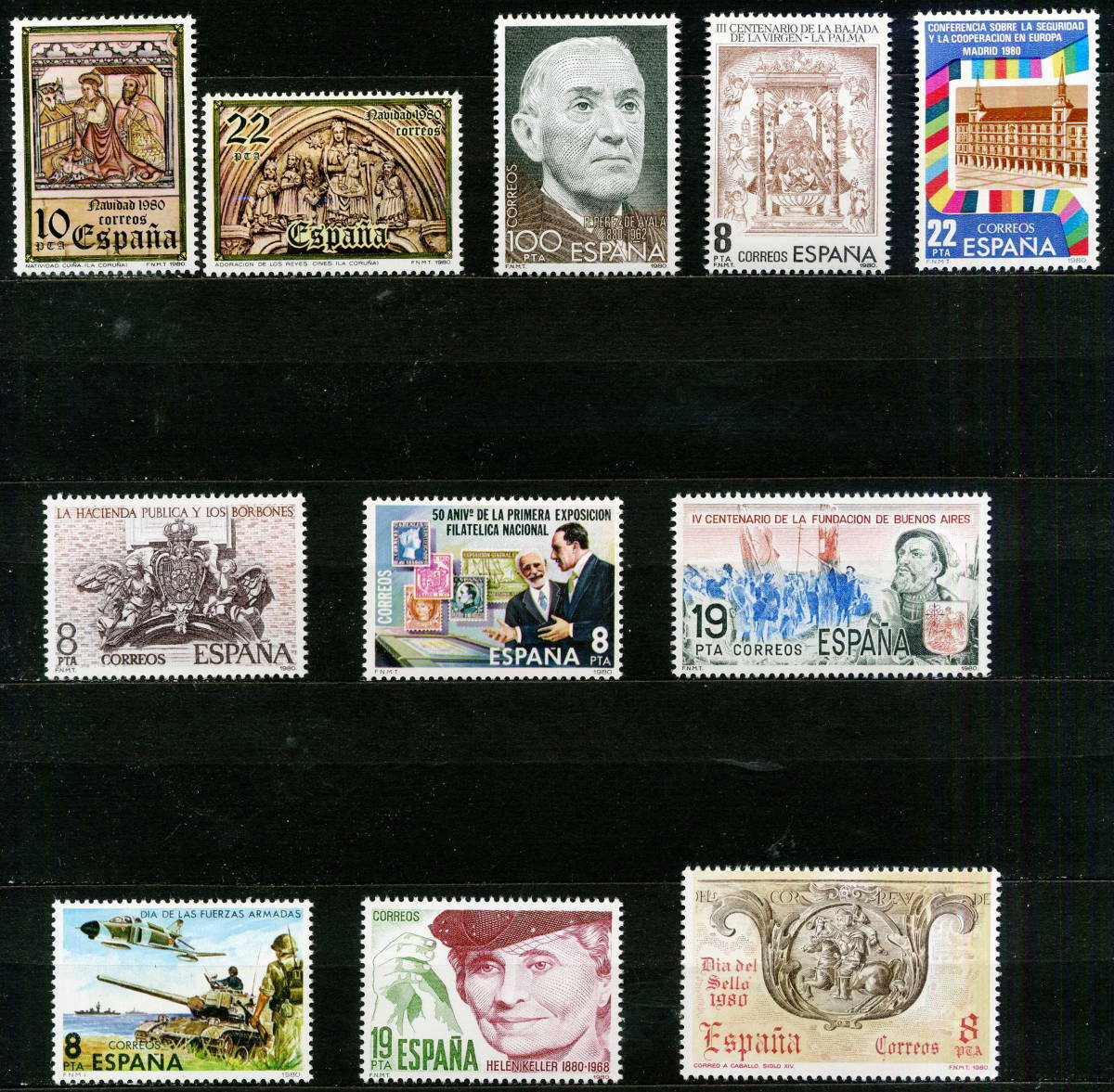 ★1980年 スペイン 15セット完 27種 未使用 切手(MNH)◆送料無料◆ZG-166_画像2