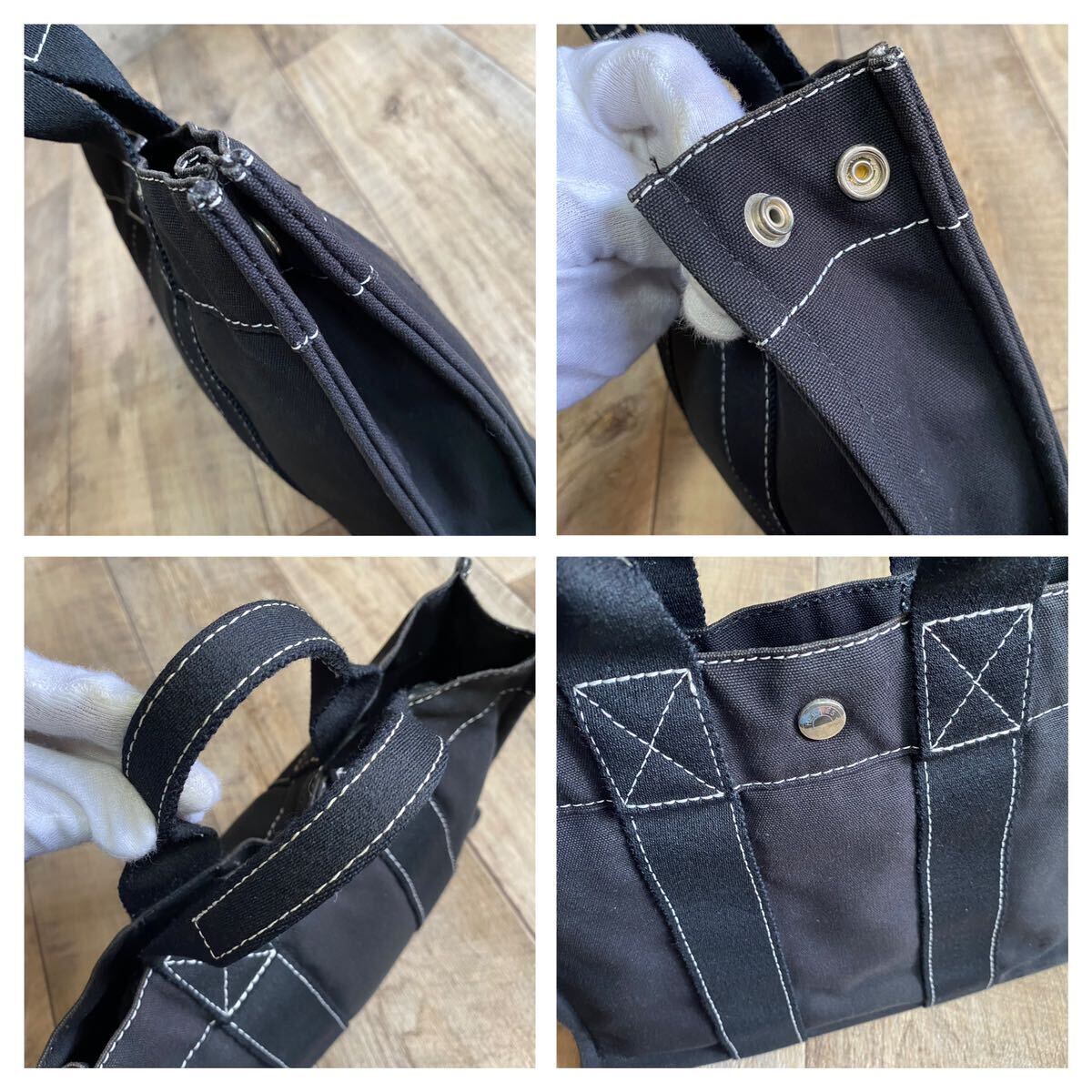 本物 HERMES エルメス ドーヴィルPM キャンバス ミニトート 本物 HERMES エルメス ドーヴィルPM キャンバス ミニトート