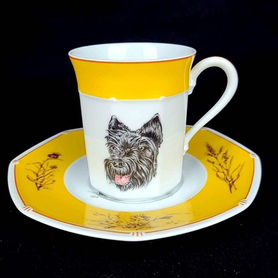 美品 エルメス HERMES 犬 スコティッシュテリア カップ&ソーサー 美品 エルメス HERMES 犬 スコティッシュテリア カップ&ソーサー