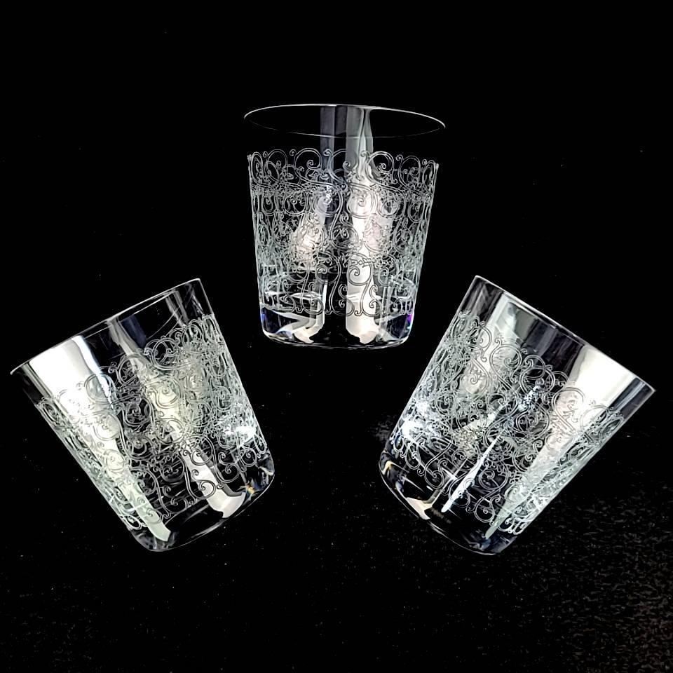 美品 バカラ Baccarat ローハン エッチング タンブラー 3客 美品 バカラ Baccarat ローハン エッチング タンブラー 3客