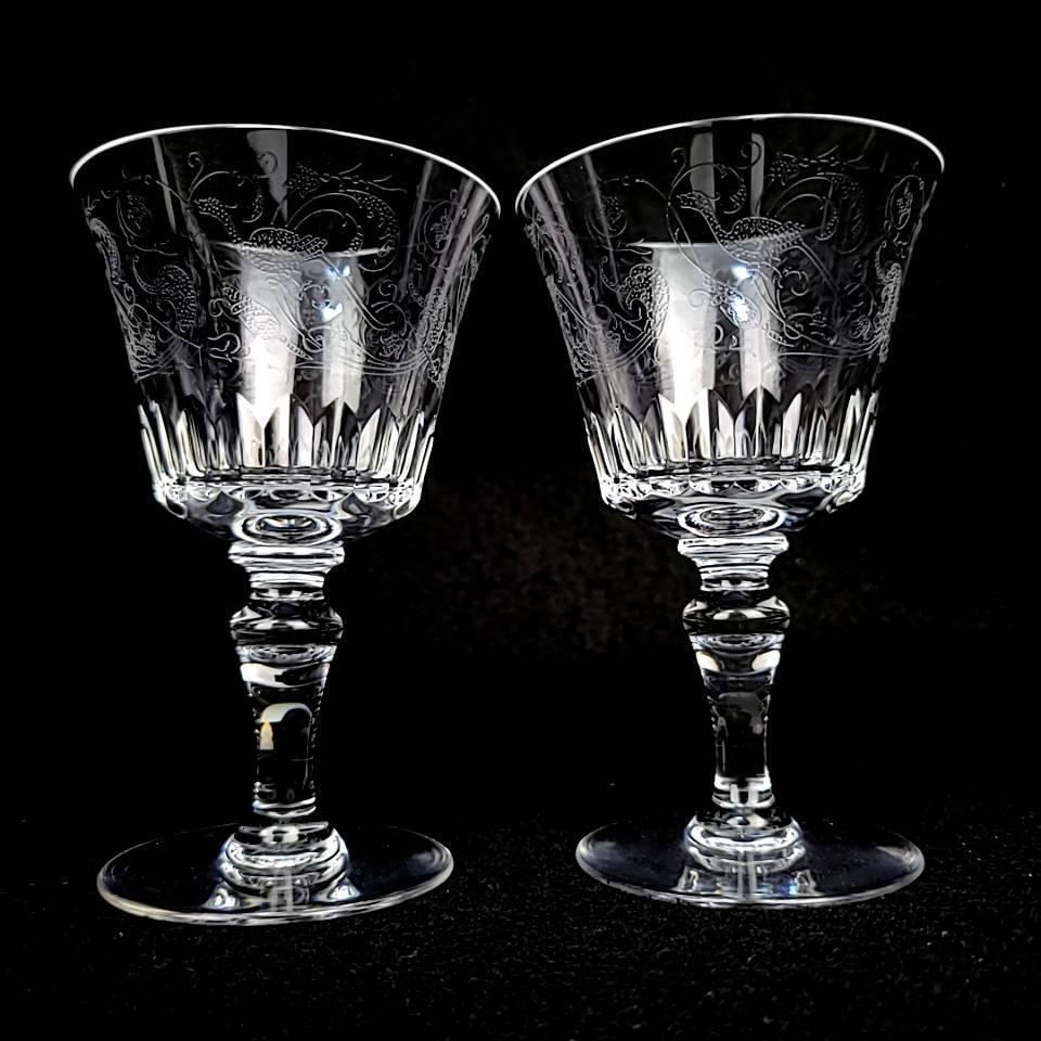 未使用 バカラ Baccarat パルメ エッチング ワイングラス 2客 未使用 バカラ Baccarat パルメ エッチング ワイングラス 2客