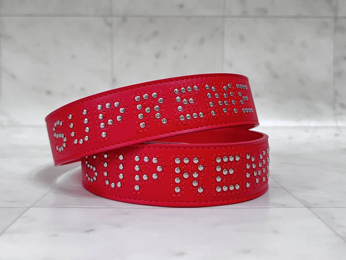 新品】SUPREME シュプリーム【 Studded Logo Belt Red】18SS 新品】SUPREME シュプリーム【 Studded Logo Belt Red】18SS