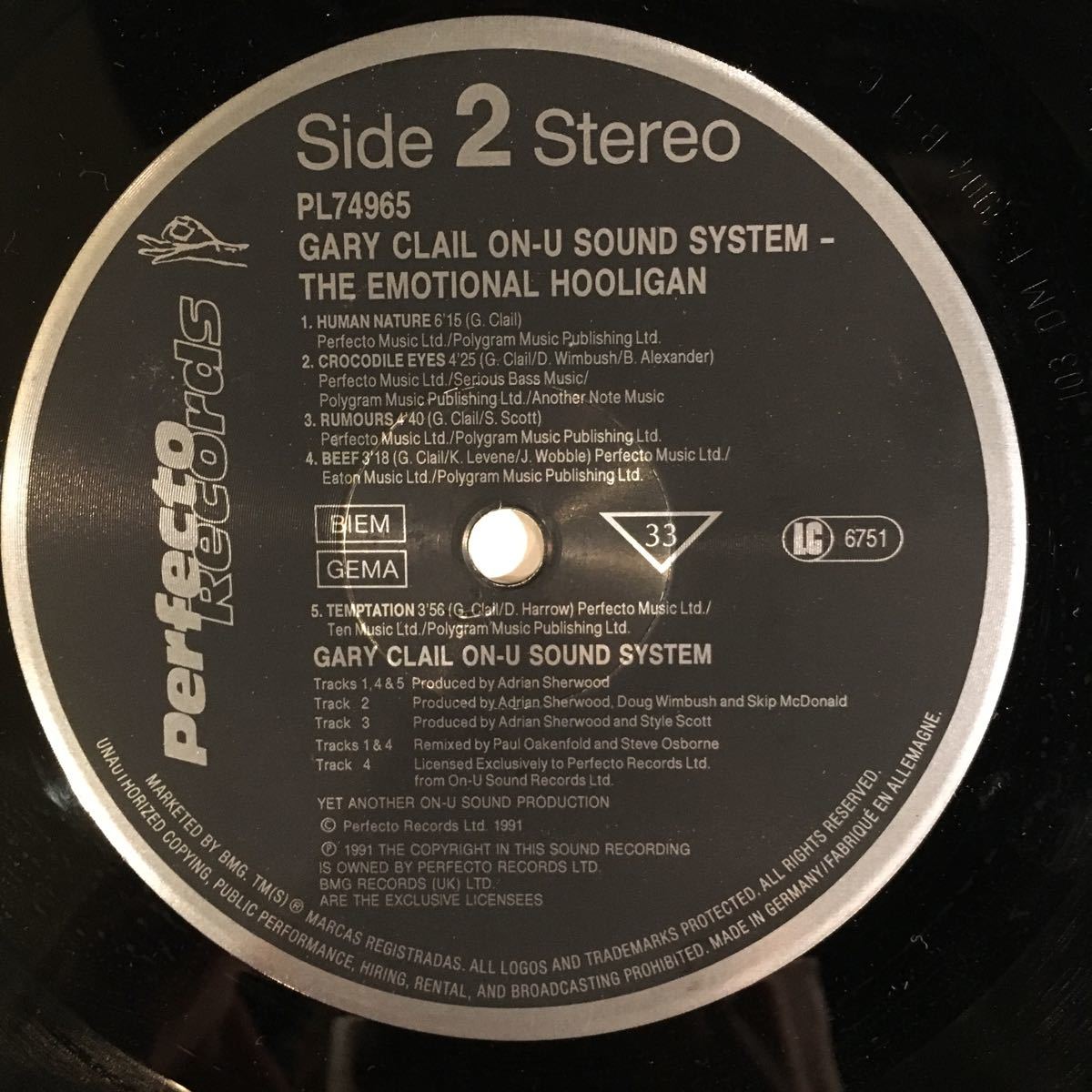 Gary Clail / On-U Sound System The Emotional Hooligan レコード_画像5