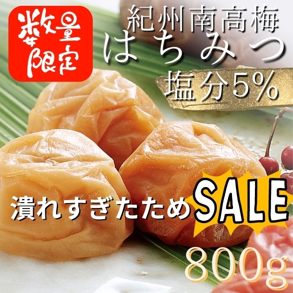 減塩５％ 激しくつぶれ品 ペーストはちみつ梅干し800g 袋入りポスト投函 つぶれ梅 はちみつ梅 うめぼし 免疫アップ  風邪｜Yahoo!フリマ（旧PayPayフリマ）