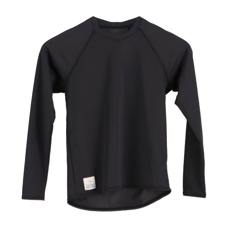 アクアビーチセール FOOTMARK NATURAL キッズ 長袖プルオーバーTシャツ ブラック 160 アクアホール 241867 水陸両用 UVカッ ト 撥水 吸水速