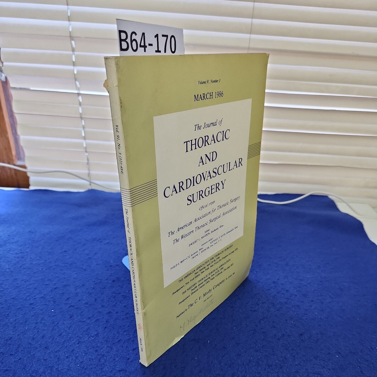 B64-170 Vol.91,No.3(321-484) The Journal of THORACIC AND CARDIOVASCULAR SURGERY March,1986 破れ、印、書き込みあり - 医学一般 B64-170 Vol.91,No.3(321-484) The Journal of THORACIC AND CARDIOVASCULAR SURGERY March,1986 破れ、印、書き込みあり - 医学一般