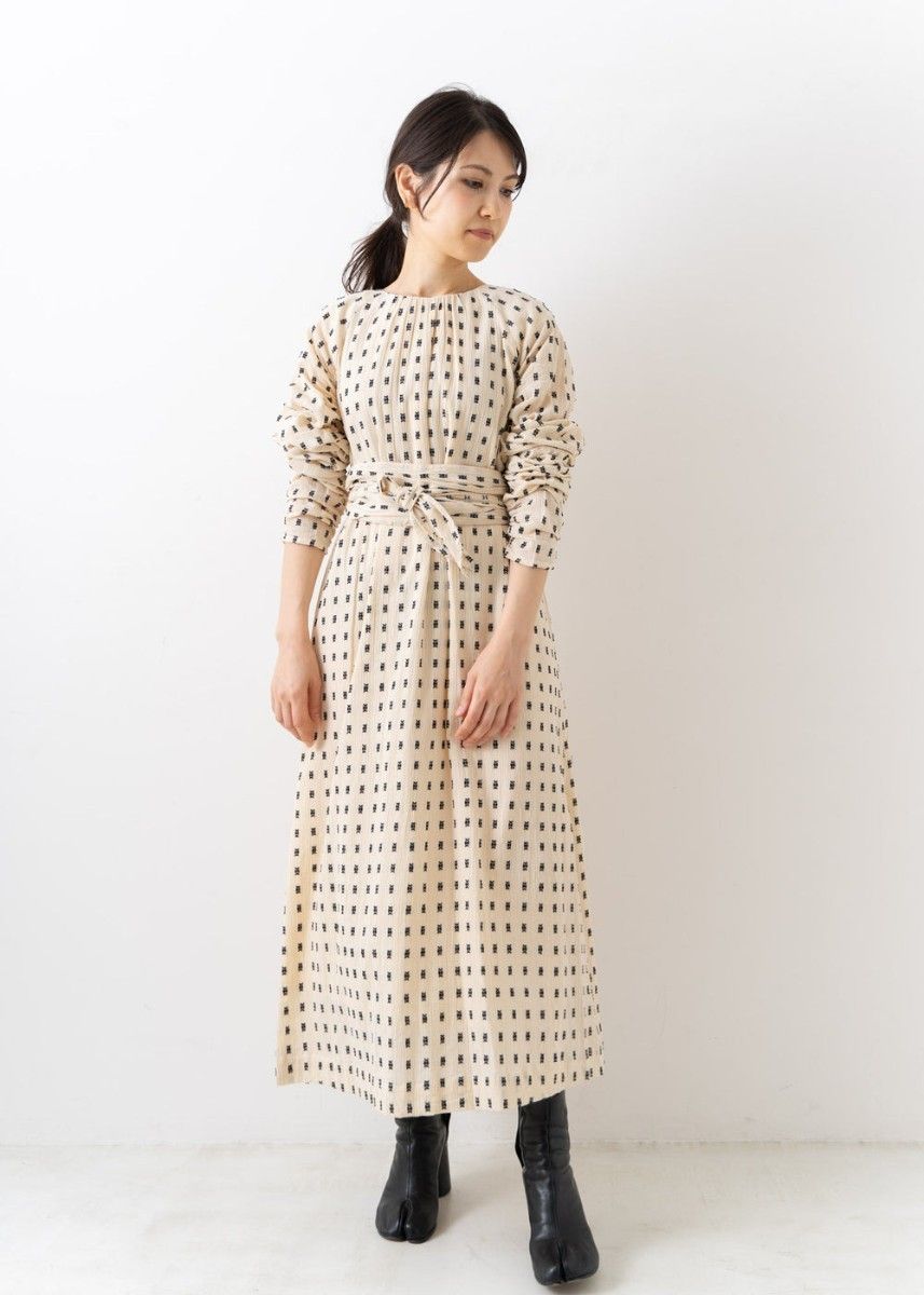 Sara mallika Cotton Cut Jacquard Gather Dress サラマリカ Sara mallika Cotton Cut Jacquard Gather Dress サラマリカ