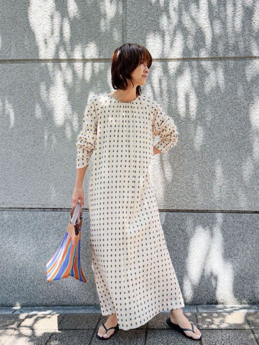 Sara mallika Cotton Cut Jacquard Gather Dress サラマリカ Sara mallika Cotton Cut Jacquard Gather Dress サラマリカ