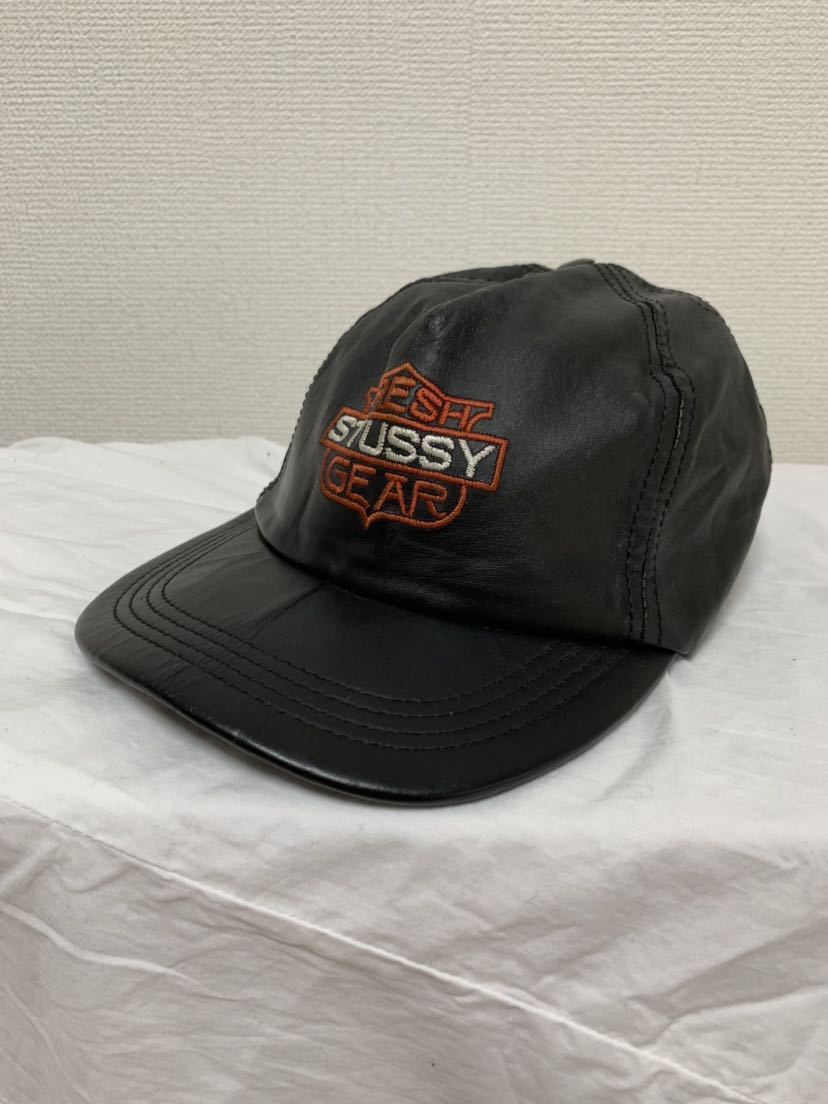 ultra rare 80s OLD STUSSY Old Stussy leather cap hat Harley Logo
