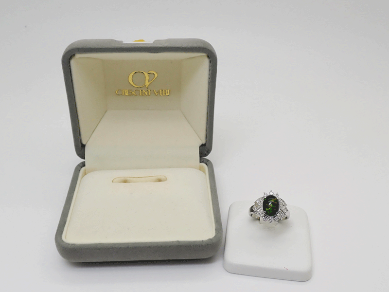 kre солнечный вуаль повторный кристалл black opal кольцо 1.36ct бриллиант 0.31ct платина Pt900 #9 номер Kyocera CRESCENTVERT