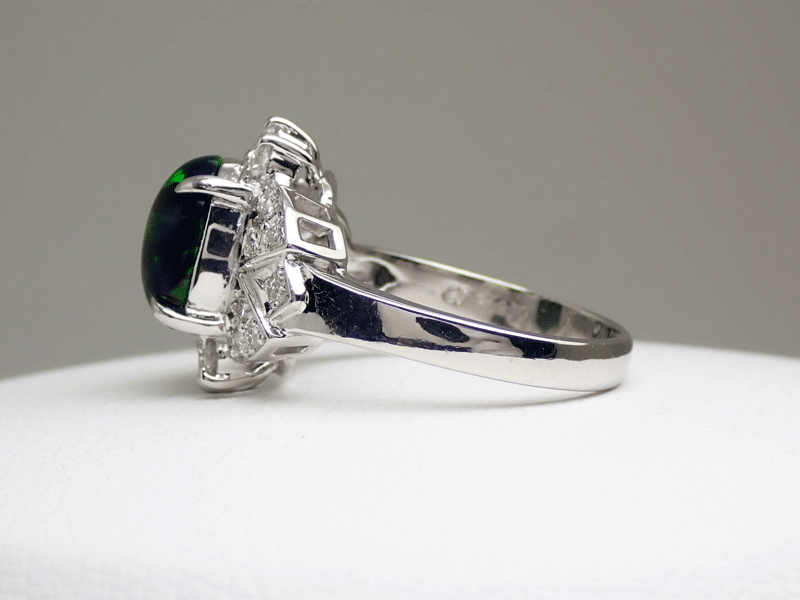 kre солнечный вуаль повторный кристалл black opal кольцо 1.36ct бриллиант 0.31ct платина Pt900 #9 номер Kyocera CRESCENTVERT