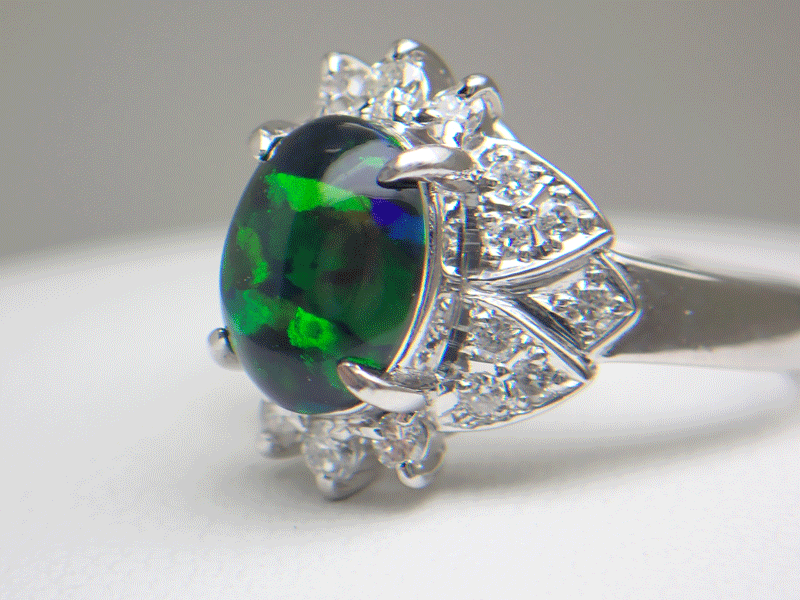 kre солнечный вуаль повторный кристалл black opal кольцо 1.36ct бриллиант 0.31ct платина Pt900 #9 номер Kyocera CRESCENTVERT
