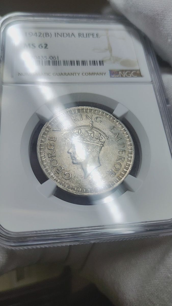 【決算セールMS62】NGC　1942B 　イギリス英領インド　ジョージ6世　1ルピー　大型銀貨　