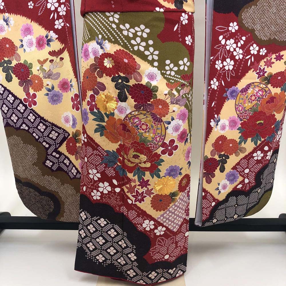  long-sleeved kimono full set .70.5cm length 178cm classic long kimono-like garment set largish obi obi age obi shime silk pink LL size 2680