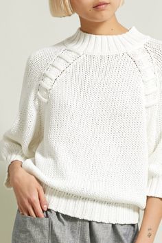 新品未使用　タグ付き　サヤカ デイヴィス SAYAKA DAVIS レースアップ ラグラン セーター ニット サイズP lace up raglan sweater_画像1