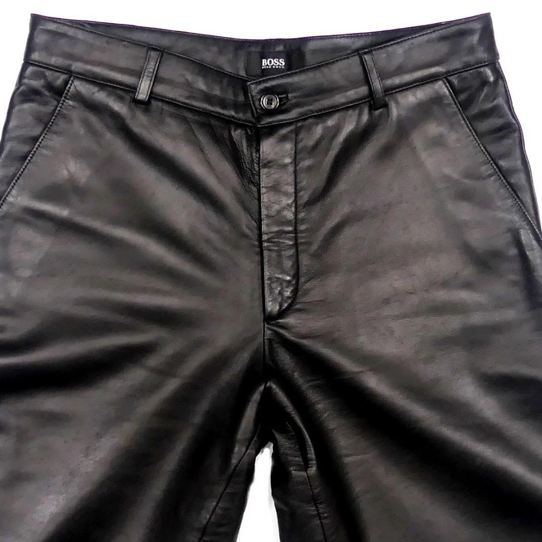 即決 HUGO BOSS W32位 レザーパンツ ヒューゴボス メンズ 46 黒 即決 HUGO BOSS W32位 レザーパンツ ヒューゴボス メンズ 46 黒