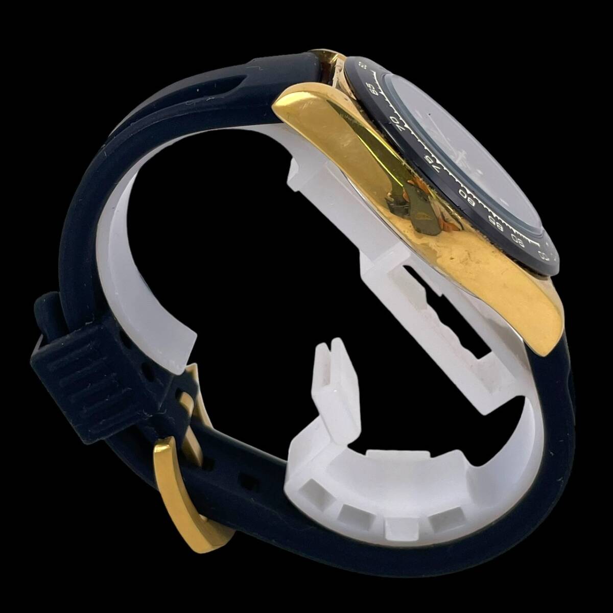 24F006 Tecnos TECHNOS T4573GC хронограф мужские наручные часы текущее состояние товар кварц резиновая лента SS шампанское циферблат 1 иен ~