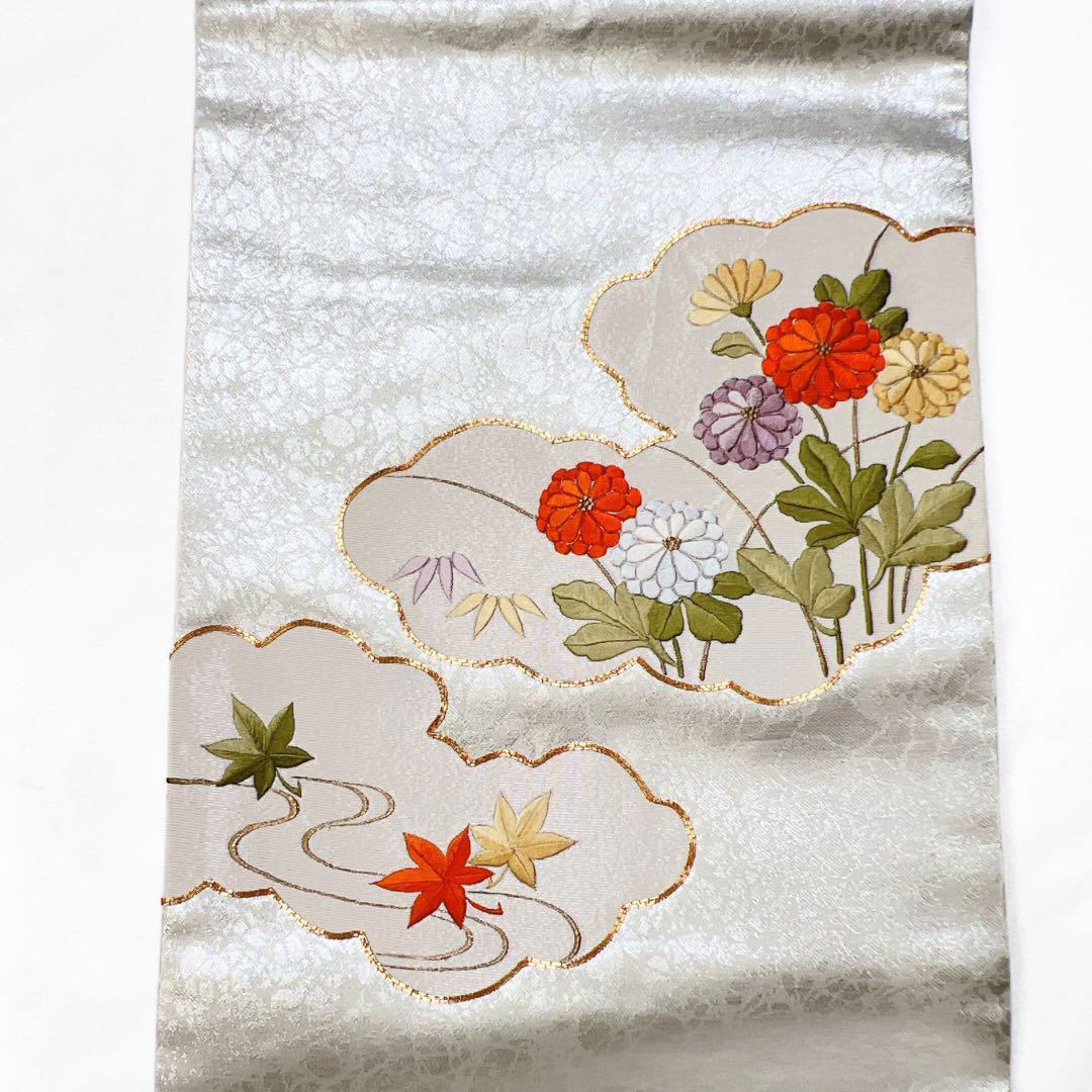 刺繍 名古屋帯 金駒刺繍 花模様 雲 着物 014w|Yahoo!フリマ(旧 刺繍 名古屋帯 金駒刺繍 花模様 雲 着物 014w|Yahoo!フリマ(旧