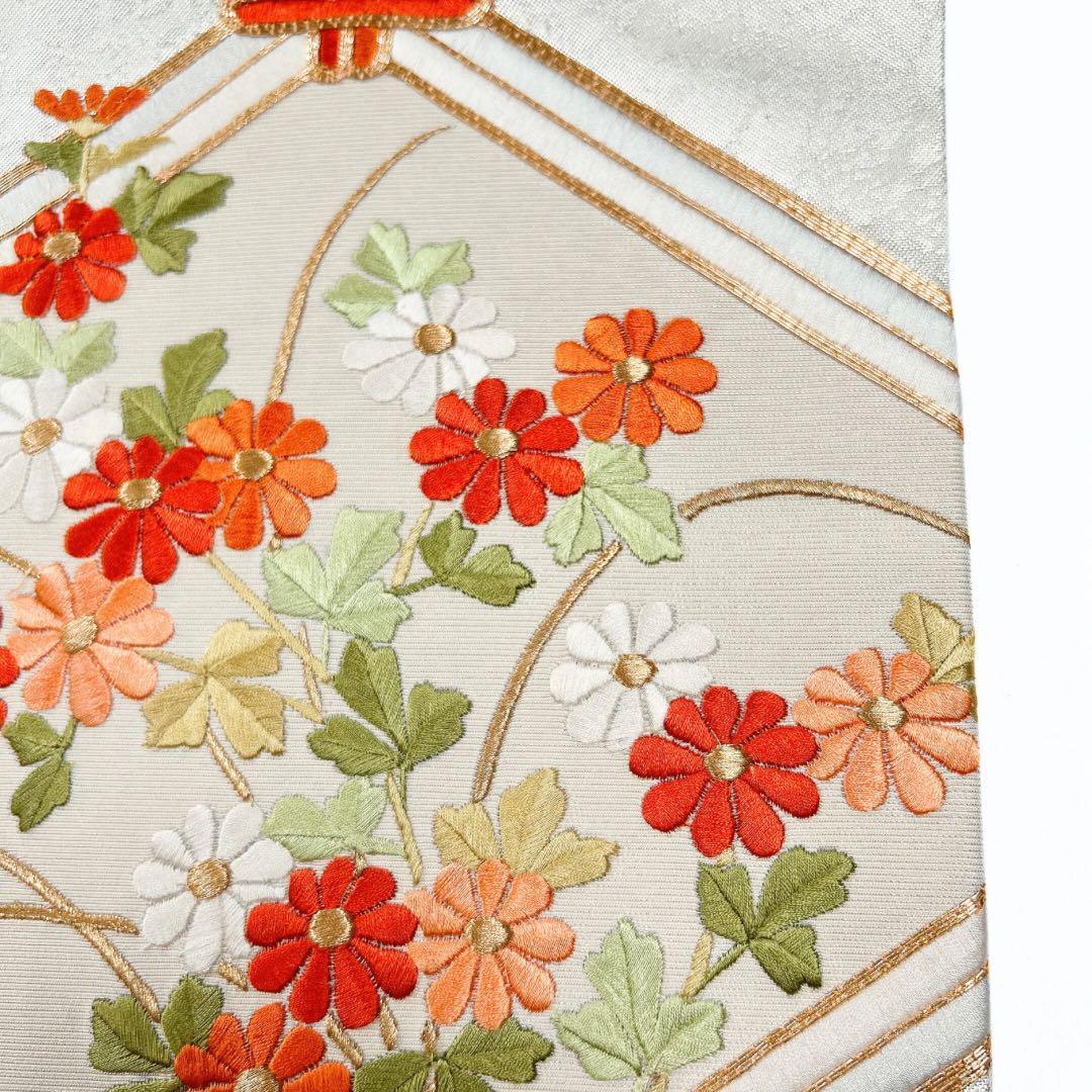 名古屋帯 金駒刺繍 菱 菊 着物 035w｜Yahoo!フリマ（旧PayPay