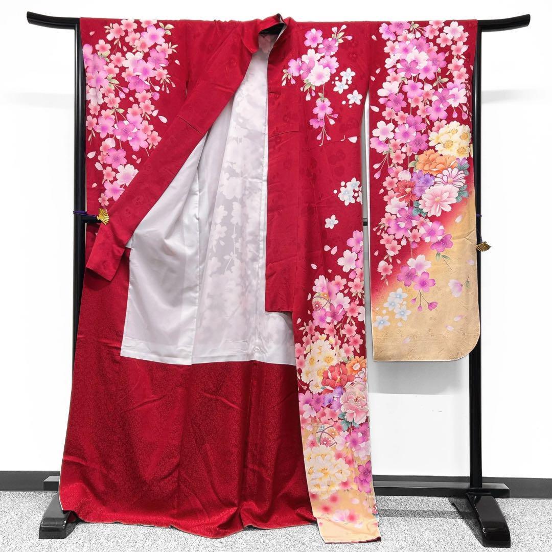 振袖 刺繍 銀通し 花 枝垂れ桜 晴れの日 ブラック系 着物 043w d 振袖 刺繍 銀通し 花 枝垂れ桜 晴れの日 ブラック系 着物 043w d