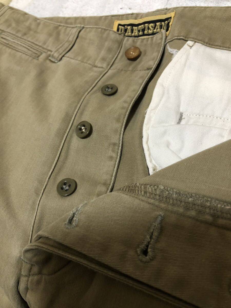  stereo . Dio daruchi The n chinos Studio Dartisan US.ARMY chino trousers L khaki button fly cotton 100% wide strut 