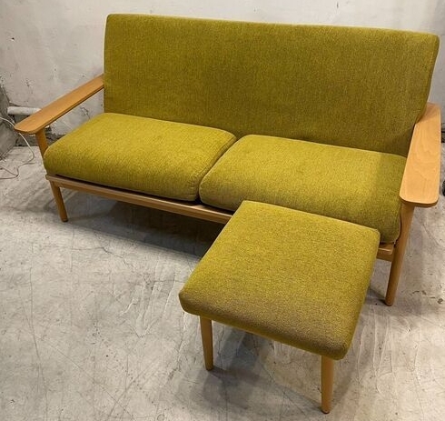 【美品】カリモク karimoku WD43モデル 3シーターソファ+オットマンセット WD4303UE ブナ材 シンプル ナチュラル モダン