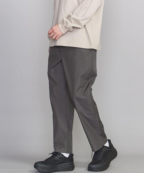 BEAUTY&YOUTH UNITED ARROWS ノープリーツ テーパード イージーパンツ アンクル丈 シャイニーグレー M セットアップ可 光沢感