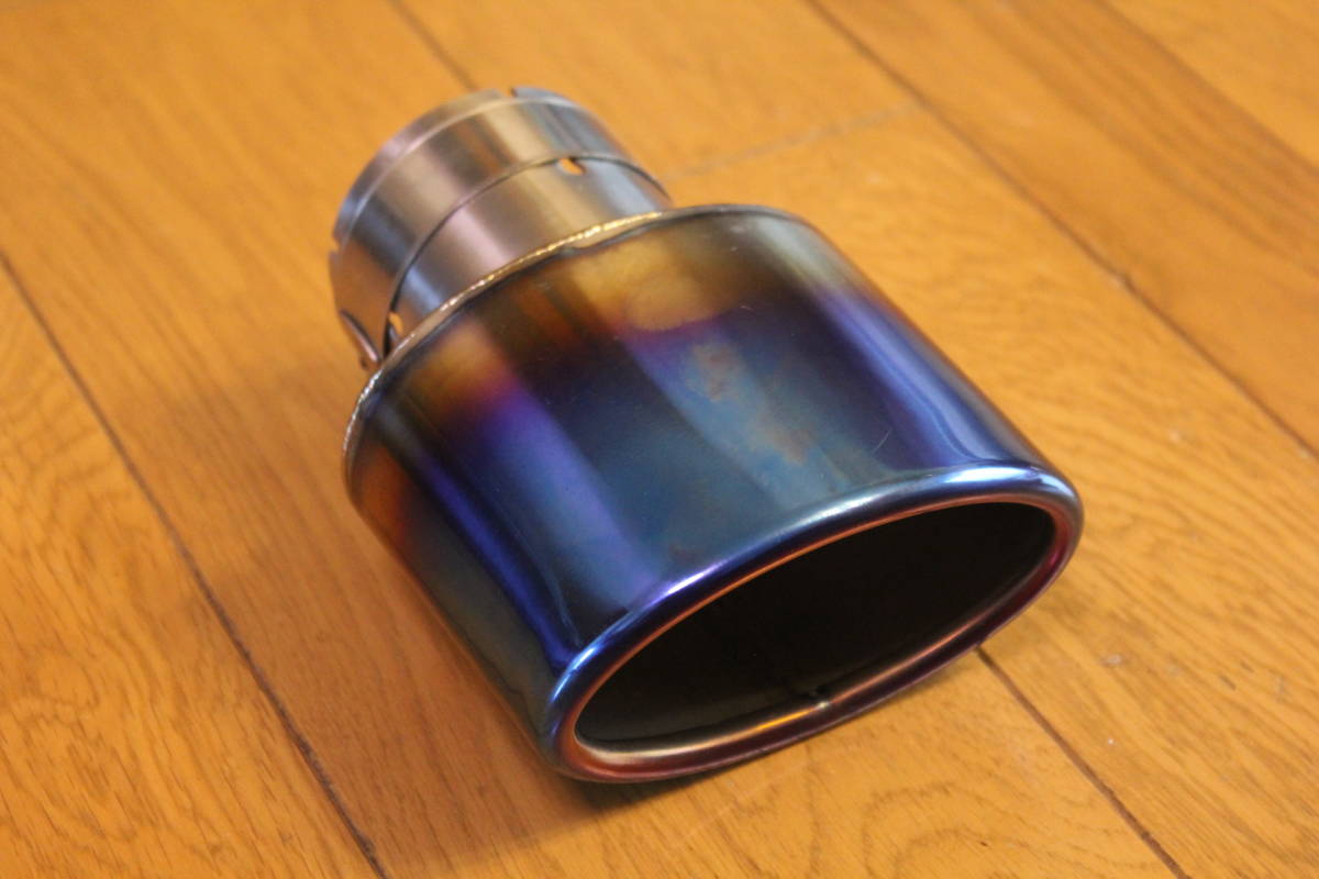  rare goods! genuine article titanium steel material by using . beautiful blue roasting inserting specification ellipse tail end ( muffler cutter ) including tax free shipping prompt decision!!!