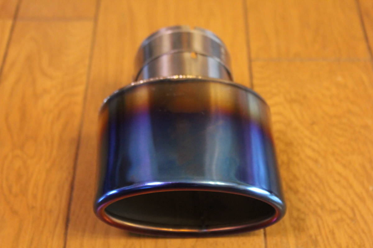  rare goods! genuine article titanium steel material by using . beautiful blue roasting inserting specification ellipse tail end ( muffler cutter ) including tax free shipping prompt decision!!!