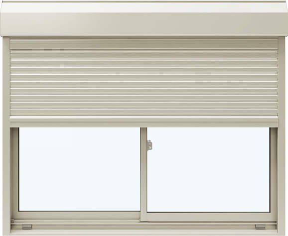 アルミサッシ YKK フレミング シャッター付 引違い窓 W1640×H1370 (16013) 複層