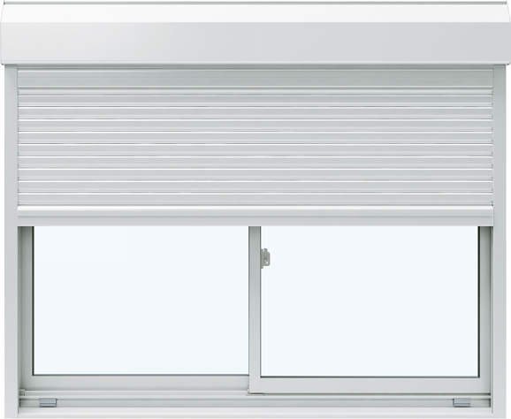 アルミサッシ YKK フレミング シャッター付 引違い窓 W1640×H1570 (16015) 複層