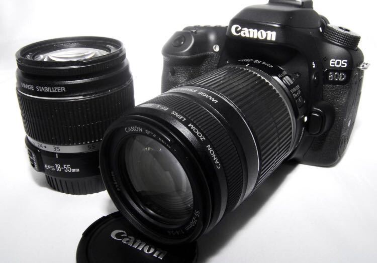 上品 極上品Canon EOS 80D標準＆望遠ダブルレンズセット キヤノン