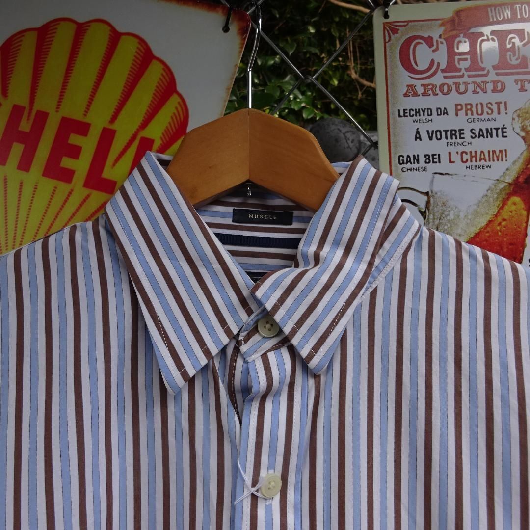 アバクロンビー&フィッチ 長袖シャツ XL 青 茶色 ストライプ アバクロンビー&フィッチ 長袖シャツ XL 青 茶色 ストライプ